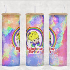 Rainbow Brite Watercolor Frosted Glass Tumbler
